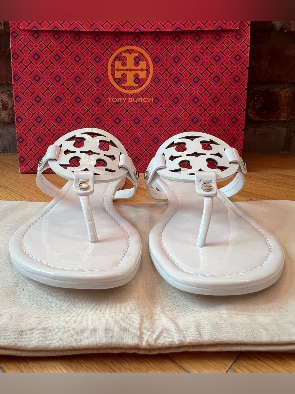 Tory Burch Bright White Patent Leather Miller Sandals - Picture 4 of 10